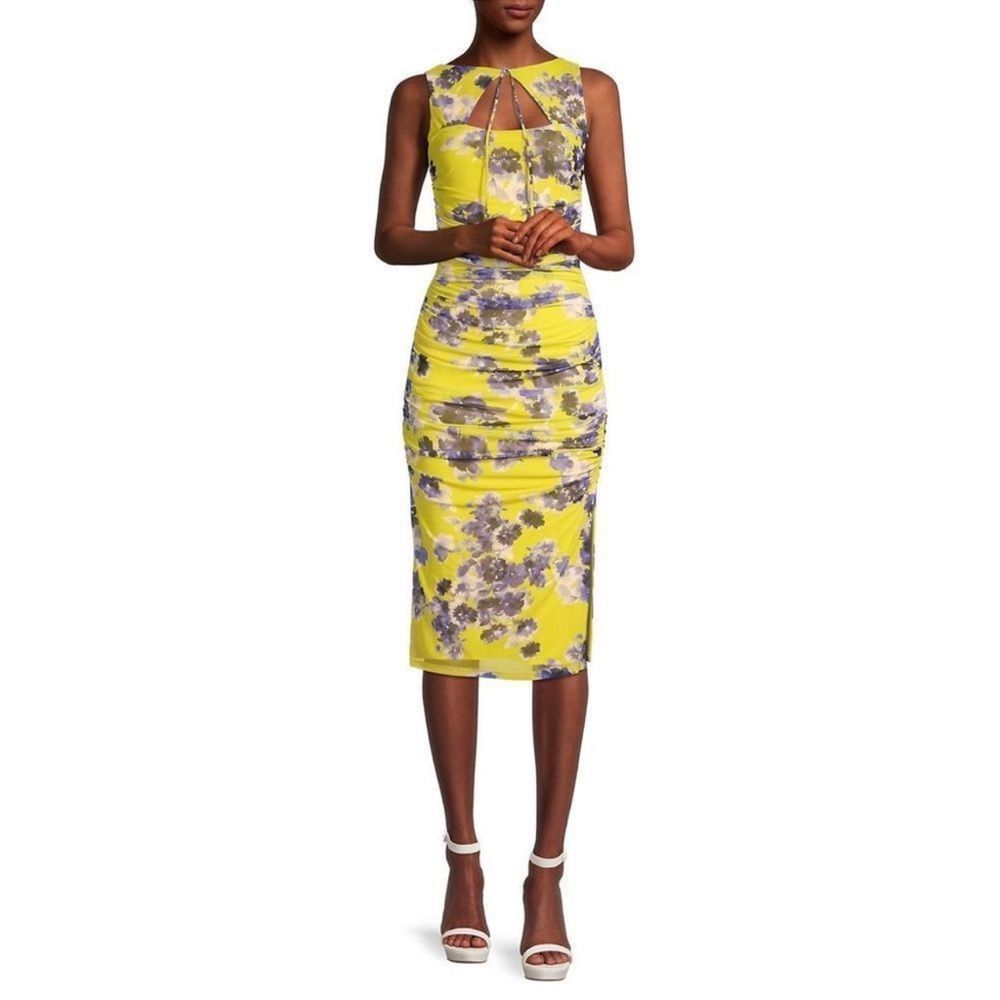 Black Halo Rosalia Ruched Sheath Dress in Size 8